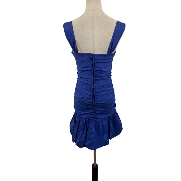 Vtg Y2K B Darlin Blue Bubble Hem Ruched Mini Dress Sz 11/12 Twee Punk Cocktail - Picture 5 of 9
